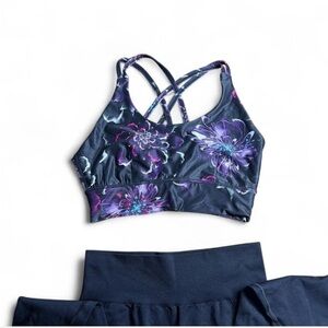 Purple Floral Sports Bra